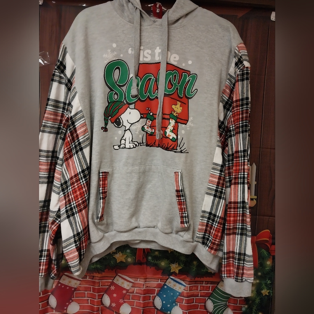 Upcycled Christmas Hoodie/Fannel XXL Unisex